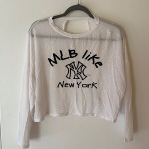 NY YANKEES MLB White Long Sleeve Top